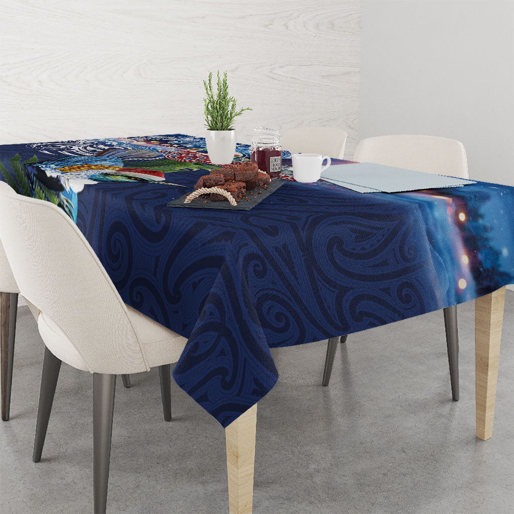 New Zealand Merry Christmas Tablecloth Maori Tribal Pattern with Xmas Tui Bird LT03 - Polynesian Pride
