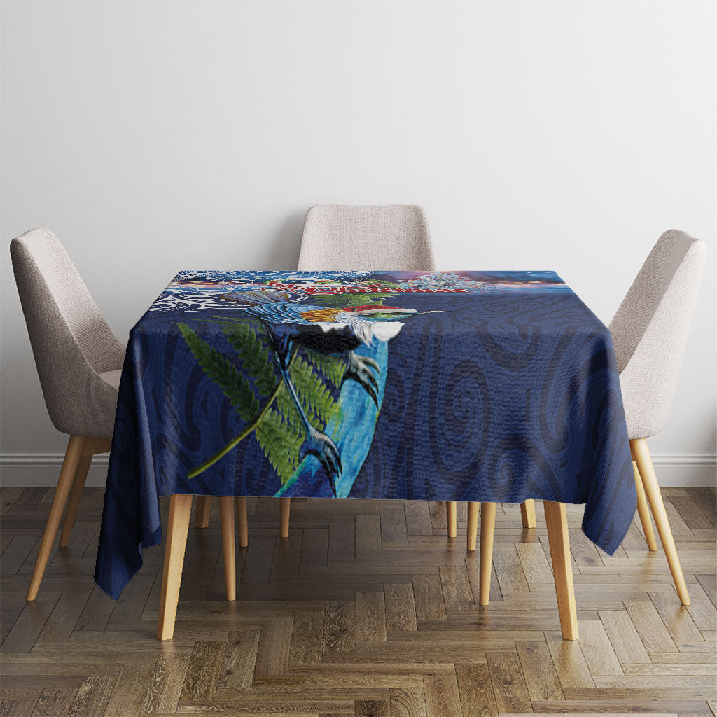 New Zealand Merry Christmas Tablecloth Maori Tribal Pattern with Xmas Tui Bird LT03 - Polynesian Pride