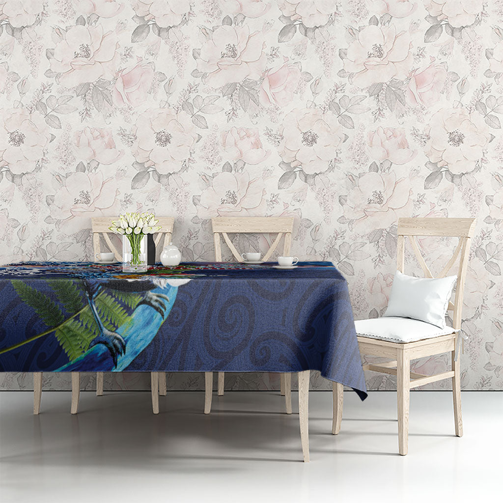 New Zealand Merry Christmas Tablecloth Maori Tribal Pattern with Xmas Tui Bird LT03 - Polynesian Pride