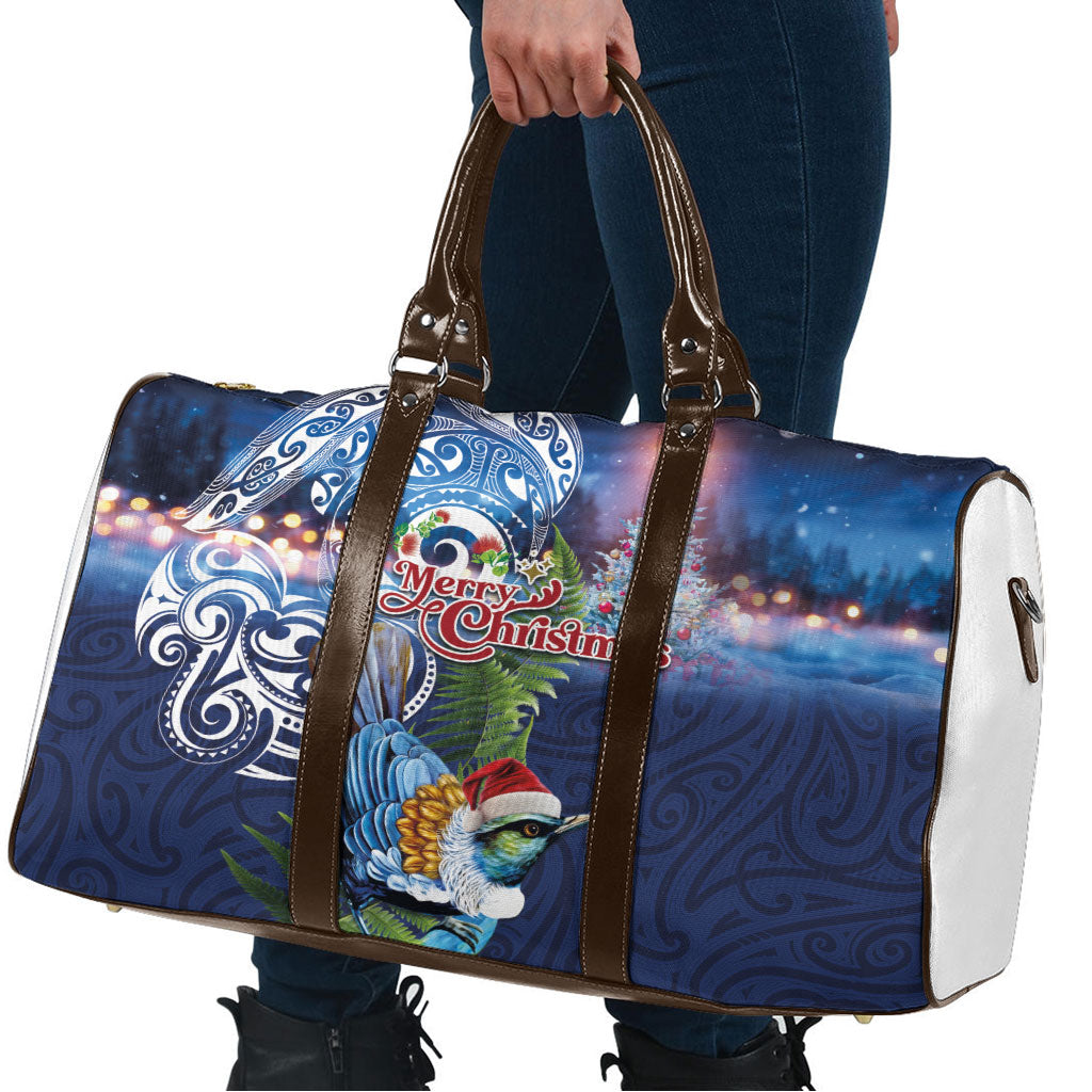 New Zealand Merry Christmas Travel Bag Maori Tribal Pattern with Xmas Tui Bird