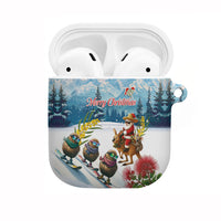 New Zealand and Australia Merry Christmas AirPods Case Kiwi Birds Skiing and Koala Santa Riding Kangaroo LT03 Multicolor - Polynesian Pride