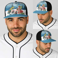 New Zealand and Australia Merry Christmas Baseball Net Cap Kiwi Birds Skiing and Santa Riding Kangaroo with Koala