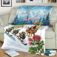 New Zealand and Australia Merry Christmas Blanket Kiwi Birds Skiing and Koala Santa Riding Kangaroo