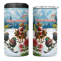 New Zealand and Australia Merry Christmas 4 in 1 Can Cooler Tumbler Kiwi Birds Skiing and Koala Santa Riding Kangaroo LT03 One Size: 16 oz Multicolor - Polynesian Pride