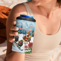 New Zealand and Australia Merry Christmas 4 in 1 Can Cooler Tumbler Kiwi Birds Skiing and Koala Santa Riding Kangaroo LT03 - Polynesian Pride