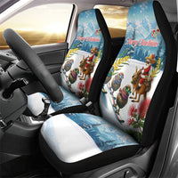 New Zealand and Australia Merry Christmas Car Seat Cover Kiwi Birds Skiing and Koala Santa Riding Kangaroo LT03 - Polynesian Pride