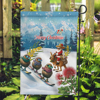 New Zealand and Australia Merry Christmas Garden Flag Kiwi Birds Skiing and Koala Santa Riding Kangaroo LT03 Garden Flag Multicolor - Polynesian Pride