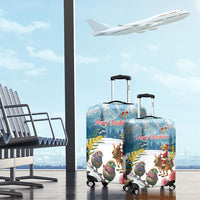 New Zealand and Australia Merry Christmas Luggage Cover Kiwi Birds Skiing and Koala Santa Riding Kangaroo LT03 - Polynesian Pride