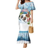 New Zealand and Australia Merry Christmas Mermaid Dress Kiwi Birds Skiing and Koala Santa Riding Kangaroo LT03 Women Multicolor - Polynesian Pride