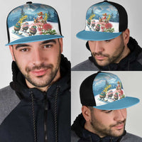 New Zealand and Australia Merry Christmas Mesh Trucker Cap Kiwi Birds Skiing and Santa Riding Kangaroo with Koala