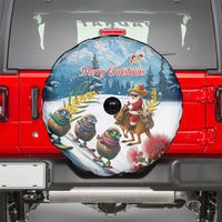 New Zealand and Australia Merry Christmas Spare Tire Cover Kiwi Birds Skiing and Koala Santa Riding Kangaroo LT03 - Polynesian Pride