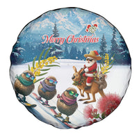 New Zealand and Australia Merry Christmas Spare Tire Cover Kiwi Birds Skiing and Koala Santa Riding Kangaroo LT03 - Polynesian Pride