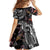 Hawaiian and Japanese Together Family Matching Off Shoulder Short Dress and Hawaiian Shirt Polynesian Triball Tattoo Koi Carps and Sakura