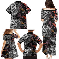 Hawaiian and Japanese Together Family Matching Puletasi and Hawaiian Shirt Polynesian Triball Tattoo Koi Carps and Sakura LT03 - Polynesian Pride