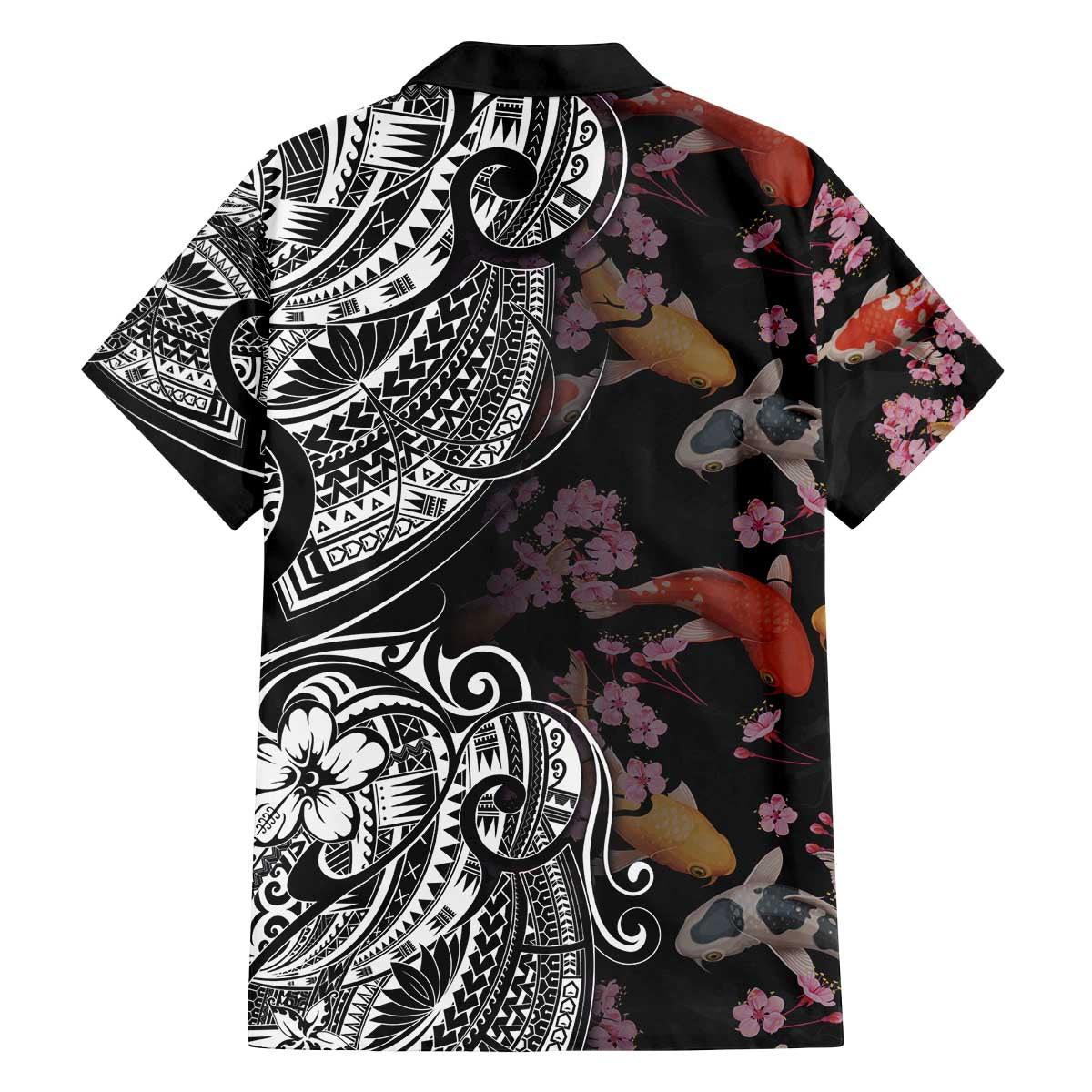 Hawaiian and Japanese Together Family Matching Puletasi and Hawaiian Shirt Polynesian Triball Tattoo Koi Carps and Sakura LT03 - Polynesian Pride