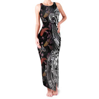 Hawaiian and Japanese Together Family Matching Tank Maxi Dress and Hawaiian Shirt Polynesian Triball Tattoo Koi Carps and Sakura