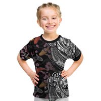 Hawaiian and Japanese Together Kid T Shirt Polynesian Triball Tattoo Koi Carps and Sakura