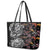 Hawaiian and Japanese Together Leather Tote Bag Polynesian Triball Tattoo Koi Carps and Sakura