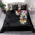 Hawaiian and Japanese Together Bedding Set Colorful Traditional Japanese Tattoo and Kakau Pattern Black Color