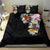 Hawaiian and Japanese Together Bedding Set Colorful Traditional Japanese Tattoo and Kakau Pattern Black Color