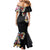 Hawaiian and Japanese Together Family Matching Mermaid Dress and Hawaiian Shirt Colorful Traditional Japanese Tattoo and Kakau Pattern Black Color