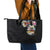 Hawaiian and Japanese Together Leather Tote Bag Colorful Traditional Japanese Tattoo and Kakau Pattern Black Color