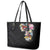 Hawaiian and Japanese Together Leather Tote Bag Colorful Traditional Japanese Tattoo and Kakau Pattern Black Color