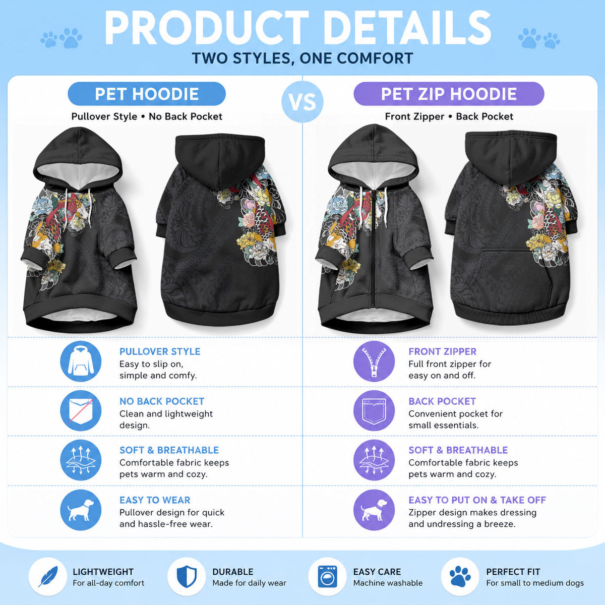 Hawaiian and Japanese Together Pet Hoodie