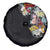 Hawaiian and Japanese Together Spare Tire Cover Colorful Traditional Japanese Tattoo and Kakau Pattern Black Color