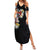 Hawaiian and Japanese Together Summer Maxi Dress Colorful Traditional Japanese Tattoo and Kakau Pattern Black Color