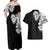 Hawaiian and Japanese Together Couples Matching Off Shoulder Maxi Dress and Hawaiian Shirt Japanese Koi Fish Tattoo and Kakau Pattern Black Color