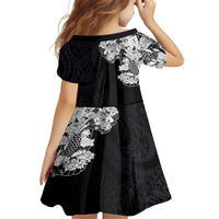 Hawaiian and Japanese Together Family Matching Tank Maxi Dress and Hawaiian Shirt Japanese Koi Fish Tattoo and Kakau Pattern Black Color