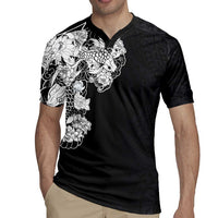 Hawaiian and Japanese Together Rugby Jersey Japanese Koi Fish Tattoo and Kakau Pattern Black Color