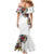 Hawaiian and Japanese Together Family Matching Mermaid Dress and Hawaiian Shirt Colorful Traditional Japanese Tattoo and Kakau Pattern White Color