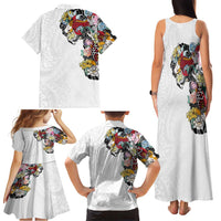 Hawaiian and Japanese Together Family Matching Tank Maxi Dress and Hawaiian Shirt Colorful Traditional Japanese Tattoo and Kakau Pattern White Color