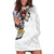 Hawaiian and Japanese Together Hoodie Dress Colorful Traditional Japanese Tattoo and Kakau Pattern White Color