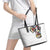 Hawaiian and Japanese Together Leather Tote Bag Colorful Traditional Japanese Tattoo and Kakau Pattern White Color