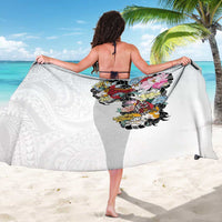 Hawaiian and Japanese Together Sarong Colorful Traditional Japanese Tattoo and Kakau Pattern White Color