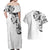 Hawaiian and Japanese Together Couples Matching Off Shoulder Maxi Dress and Hawaiian Shirt Japanese Koi Fish Tattoo and Kakau Pattern White Color