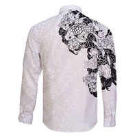 Hawaiian and Japanese Together Family Matching Puletasi and Hawaiian Shirt Japanese Koi Fish Tattoo and Kakau Pattern White Color LT03 - Polynesian Pride