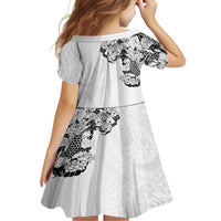 Hawaiian and Japanese Together Family Matching Tank Maxi Dress and Hawaiian Shirt Japanese Koi Fish Tattoo and Kakau Pattern White Color