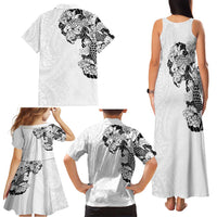 Hawaiian and Japanese Together Family Matching Tank Maxi Dress and Hawaiian Shirt Japanese Koi Fish Tattoo and Kakau Pattern White Color
