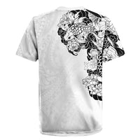 Hawaiian and Japanese Together Rugby Jersey Japanese Koi Fish Tattoo and Kakau Pattern White Color