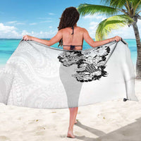 Hawaiian and Japanese Together Sarong Japanese Koi Fish Tattoo and Kakau Pattern White Color