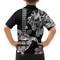Hawaiian and Japanese Together Family Matching Puletasi and Hawaiian Shirt Japanese Culture and Turtle Kakau Tattoo Black Color LT03 - Polynesian Pride