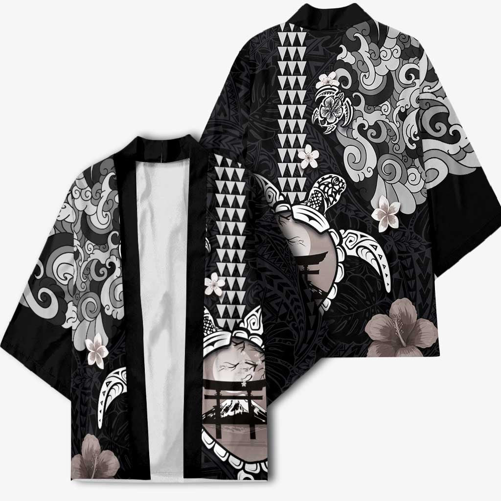 Hawaiian and Japanese Together Kimono Japanese Culture and Turtle Kakau Tattoo Black Color LT03 - Polynesian Pride