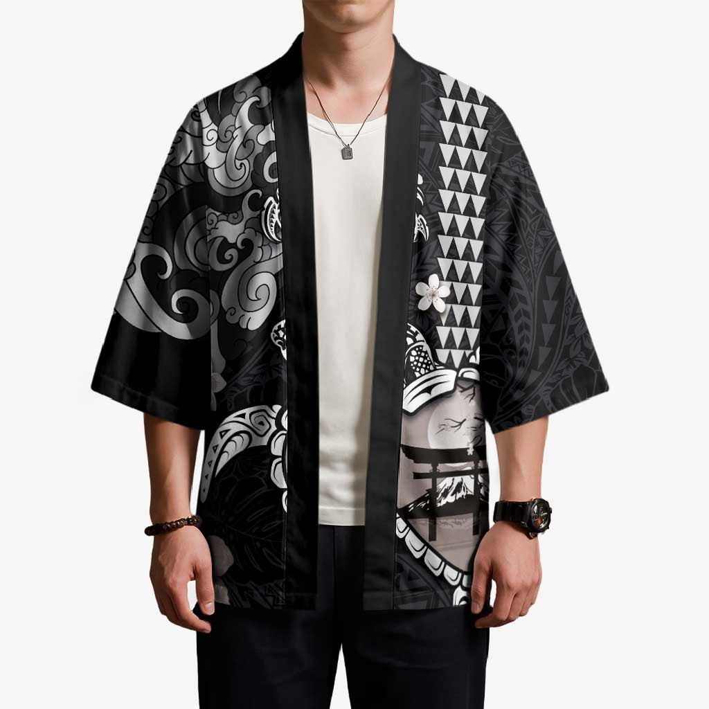 Hawaiian and Japanese Together Kimono Japanese Culture and Turtle Kakau Tattoo Black Color LT03 - Polynesian Pride