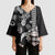 Hawaiian and Japanese Together Kimono Sleeve Blouse Japanese Culture and Turtle Kakau Tattoo Black Color - Polynesian Pride