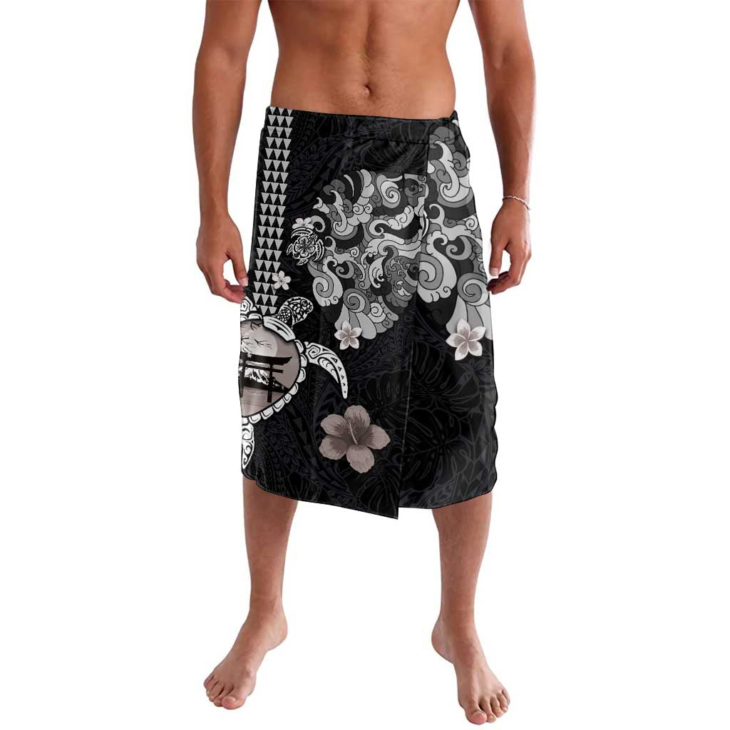 Hawaiian and Japanese Together Lavalava Japanese Culture and Turtle Kakau Tattoo Black Color