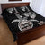 Hawaiian and Japanese Together Quilt Bed Set Japanese Culture and Turtle Kakau Tattoo Black Color